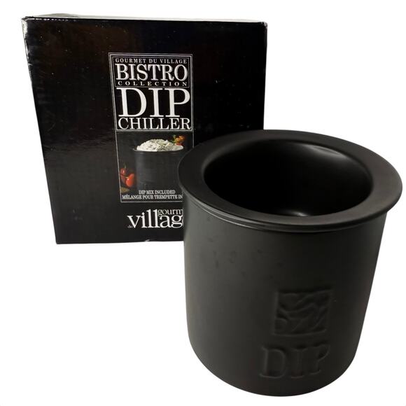 Bistro DIP CHILLER Black Ceramic Gourmet Du Village Keeps Dip Chilled 2 PC Boxed - Picture 5 of 10